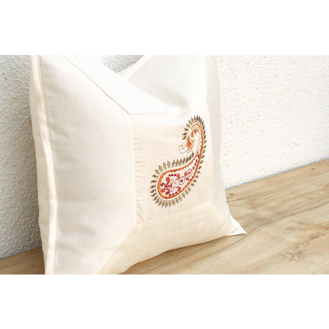 Contemporary Amra Ivory Paisley Pillow Cover For Sale - Image 3 of 6