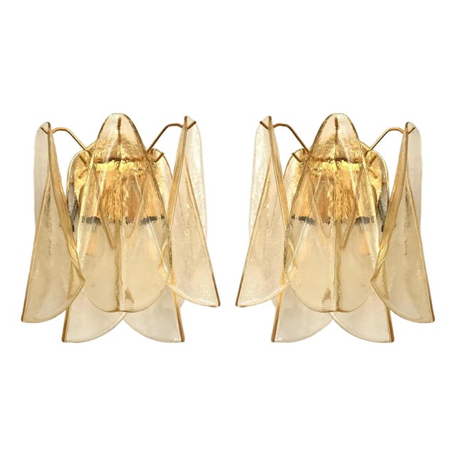 Amber Rondini Murano Glass Gold Wall Sconces by Simoeng, Set of 2 For Sale - Image 9 of 9