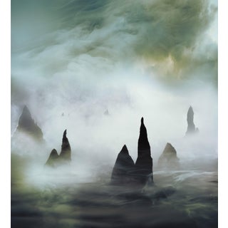 Towers of Q'sh by Jenya Chernoff | Constructed diorama and framed giclée print of rock formations in fog For Sale