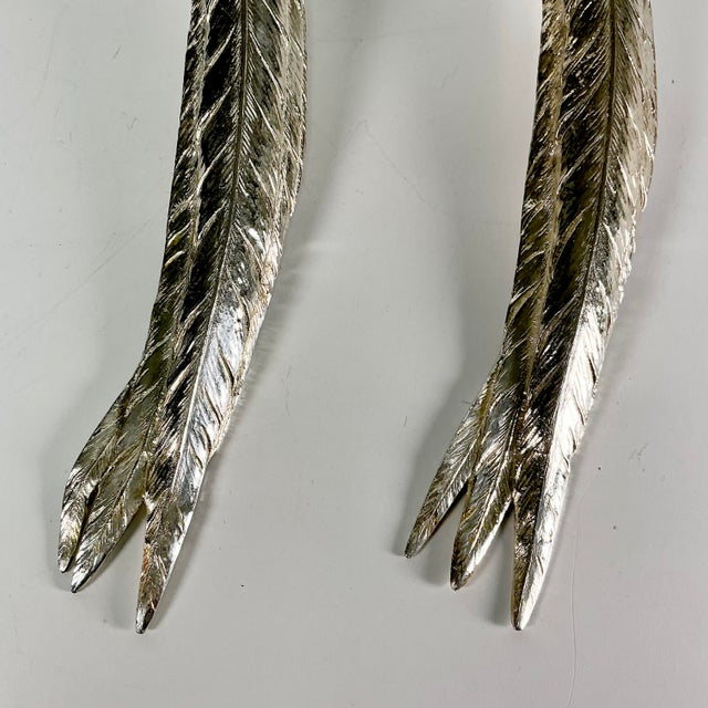 Early 20th C Vintage French Chippendale Hollywood Regency Game Bird Pheasant Silverplate Figurals - An Opposing Pair For Sale - Image 18 of 18