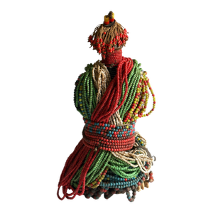 Vintage African Beaded Fali Namji Fertility Doll Cameroon 10" H