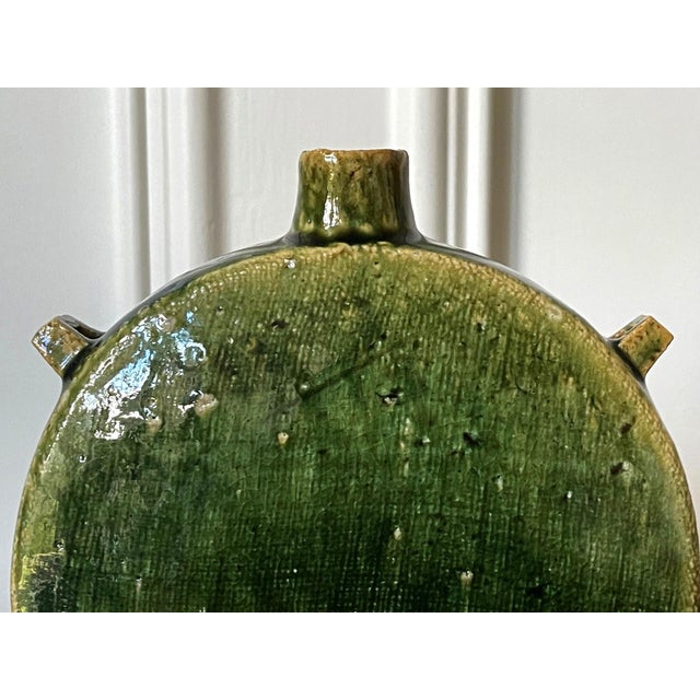 Modern Japanese Studio Pottery Oribe Moon Flask Vase by Ken Matsuzaki For Sale - Image 17 of 18