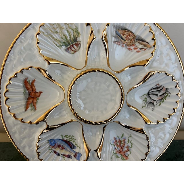 Vintage Oyster Plate With Sea Creatures Lined in Gold For Sale - Image 10 of 10