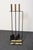 Stylish, modernist iron fireplace tool set with brass handles and base trim (ca. 1960s, USA). Includes the rectangular...