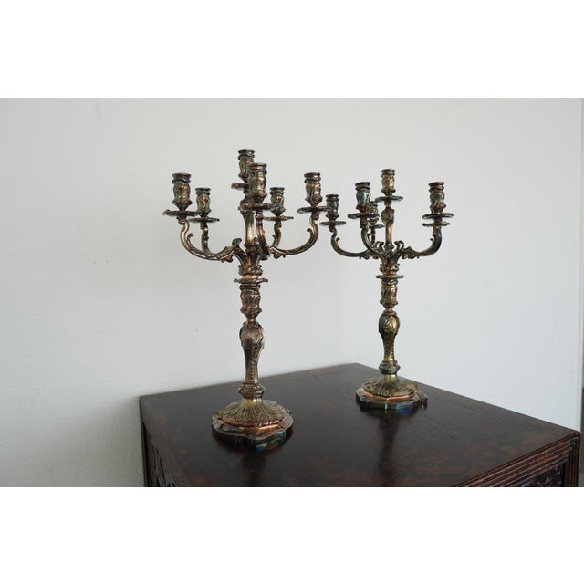 Traditional Vintage Candelabra Candle Holders (Set of 2) For Sale - Image 3 of 18