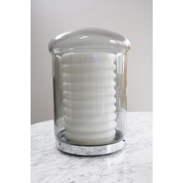 Large Space Age Table Lamp in Smoked and White Glass from Staff Leuchten, 1970s For Sale - Image 9 of 9
