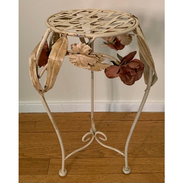 Vintage Tole and Iron Floral & Lattice Plant Stand Table Chairish