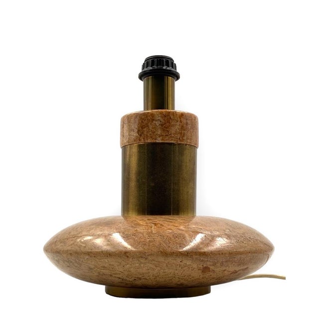 Hollywood Regency Pink Granite and Brass Table Lamp Base, Italy, 1970s For Sale - Image 10 of 18