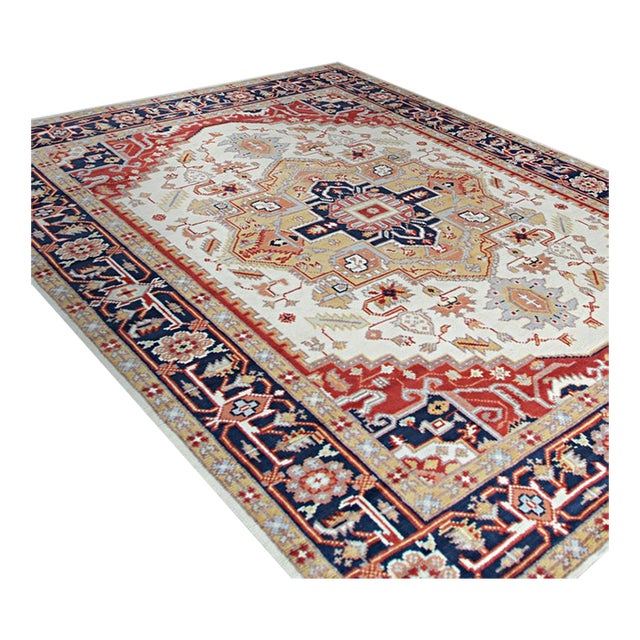 10x14 Classic Elegant Ivory Traditional Floral Hand Knotted Wool Carpet Rug For Sale