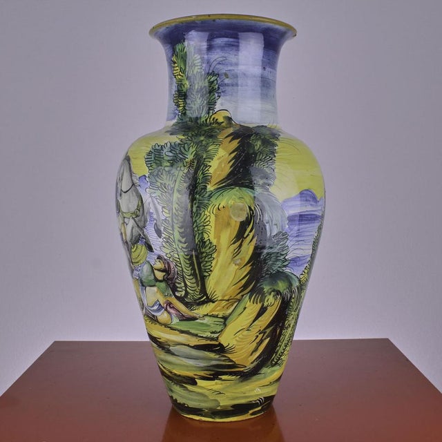 Large Hand Painted Vase Depicting Battle For Sale - Image 5 of 8