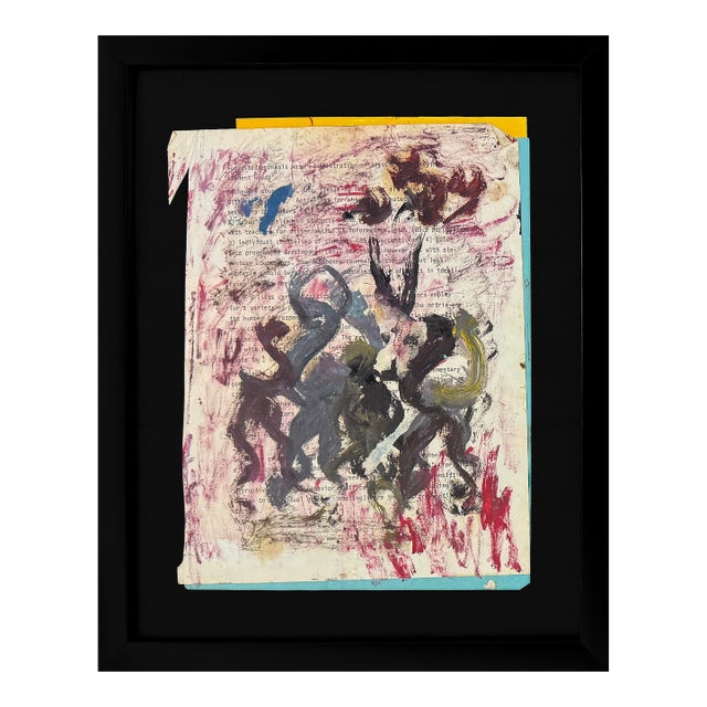 1990s Purvis Young, Dancer on the Page (Framed Original Mixed Media Collage) For Sale