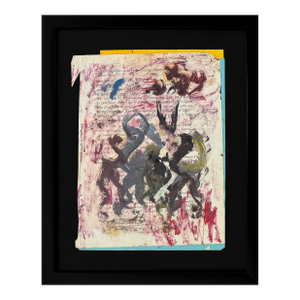 1990s Purvis Young, Dancer on the Page (Framed Original Mixed Media Collage)