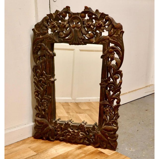 1900 - 1909 Antique Carved Fruitwood Mirror, 1900 For Sale - Image 5 of 6