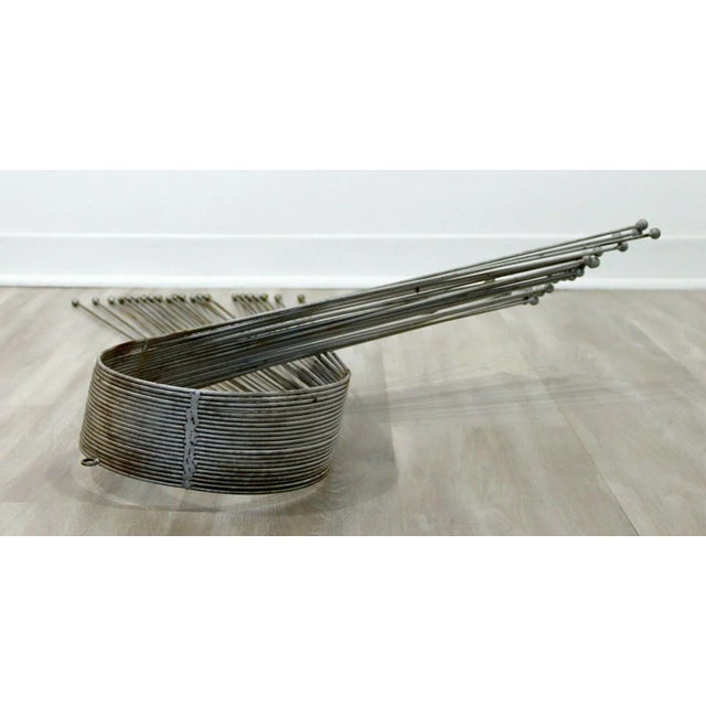 1980s Modern Curtis Jere Wire Swirl Wall Sculpture with End Cap Ball For Sale - Image 4 of 9