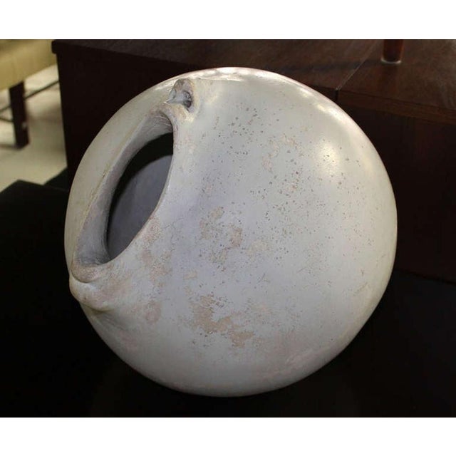 1970s Mid Century Modern Ball Shape Face Open Mouth Pottery Sculpture Signed Dated1972 For Sale - Image 5 of 10