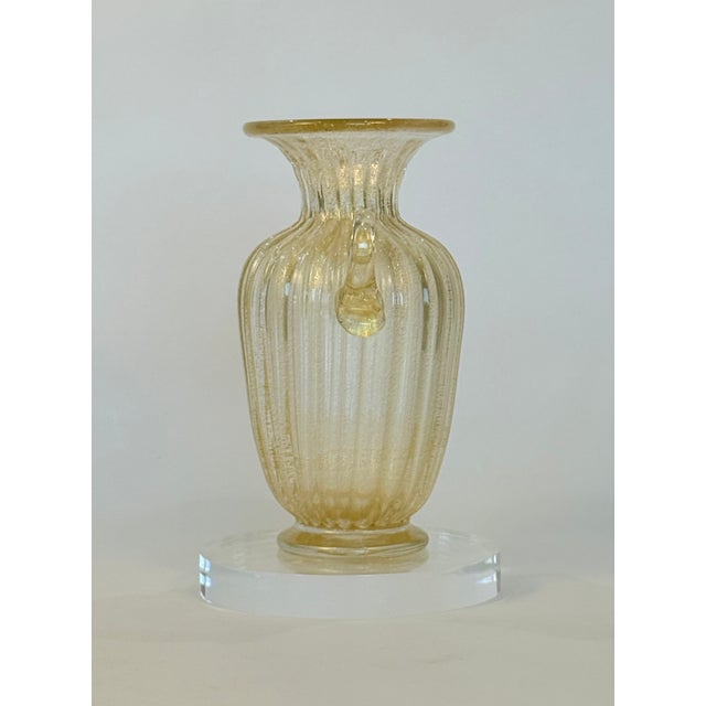 Italian Alberto Dona 24k Gold Flecked Murano Vase For Sale - Image 3 of 3