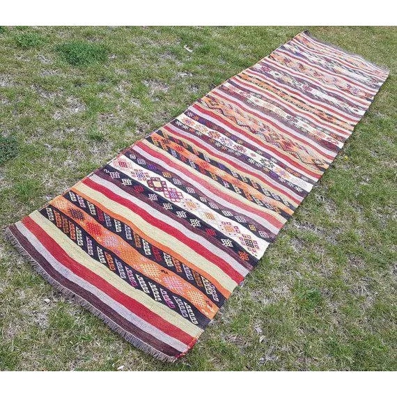 1970s Vintage Woven Turkish Kilim Runner - 2′7″ × 9′8″ For Sale - Image 9 of 9