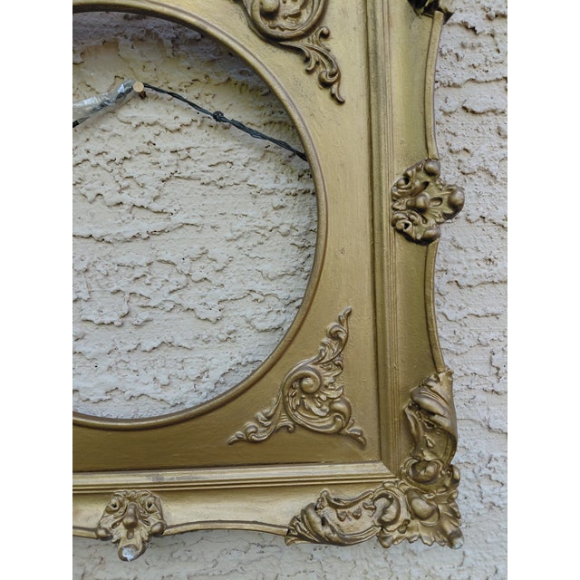 Mid-Century Ornate Gold Painted Square Wood Frame With Round Opening For Sale In Las Vegas - Image 6 of 15