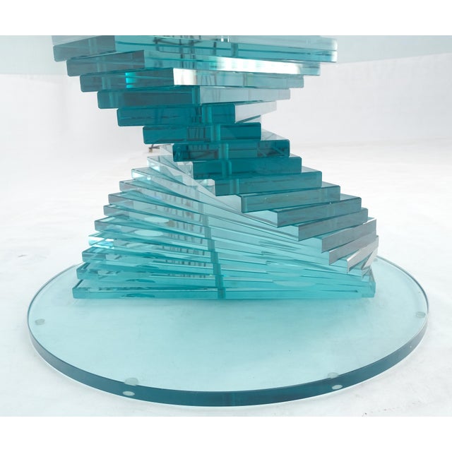 Stacked Glass Fan Shape Base Round Coffee Table Italian Post Modern Mid Century For Sale - Image 10 of 13