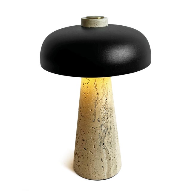 Porcini Travertine Black Table Lamp For Sale - Image 4 of 10