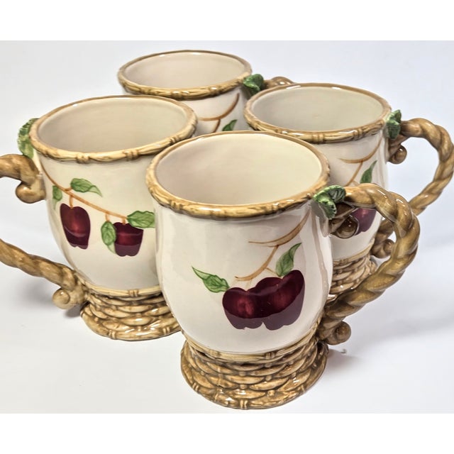 Apple Basket Mugs- Set of Four For Sale - Image 9 of 12