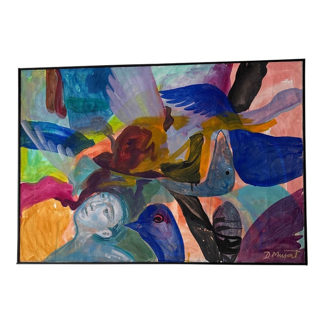 Framed Contemporary Modern Abstract Painting on Canvas, Signed by the Artist For Sale