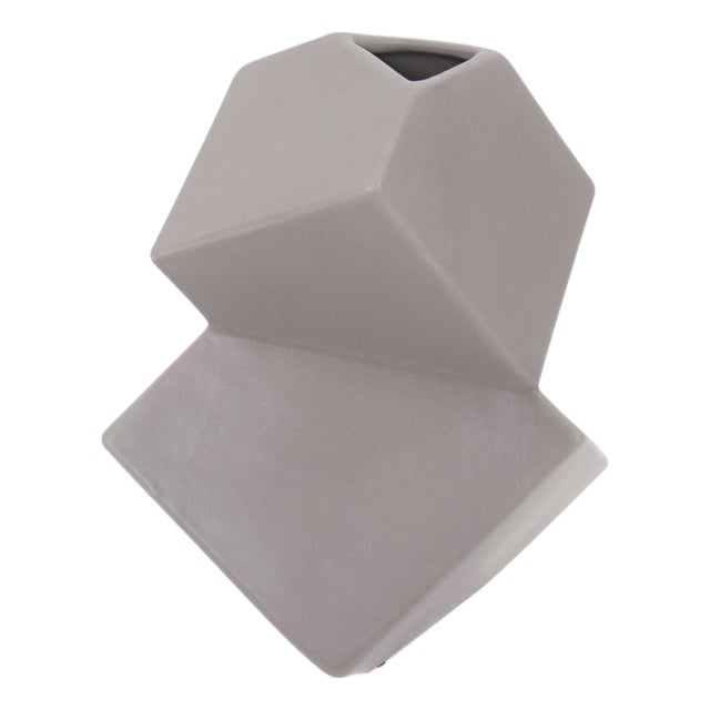 Taupe Ceramic Cubic Vase Small For Sale