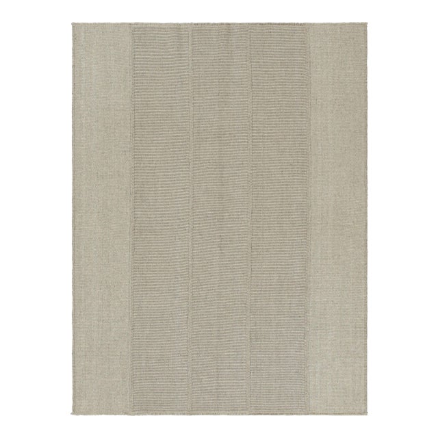 Rug & Kilim’s Contemporary Kilim With Textural Beige, Taupe and Cream Stripes For Sale