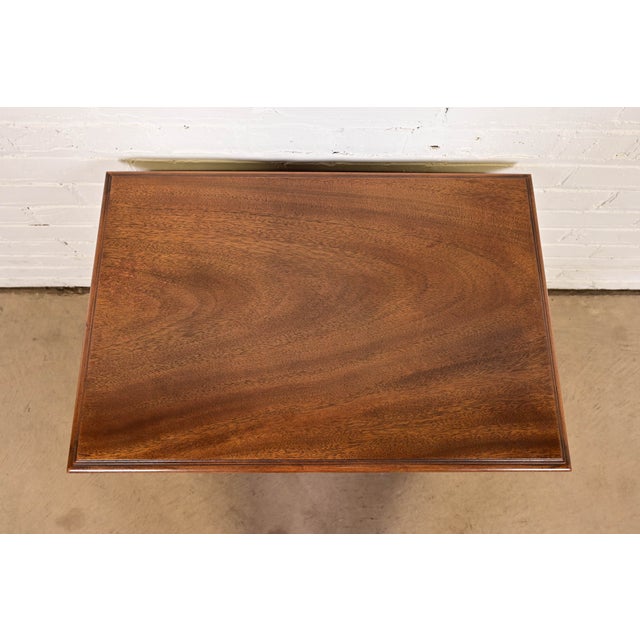 1980s Baker Furniture Georgian Banded Mahogany Bedside Chest For Sale - Image 9 of 12