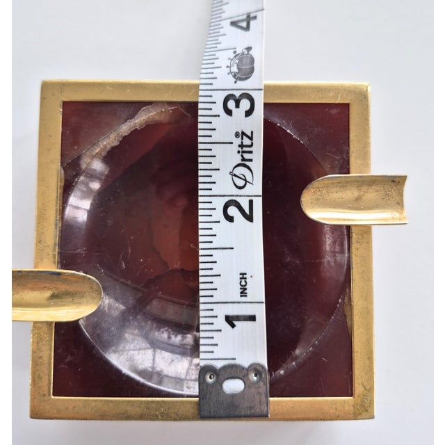 Mid Century Mod Ash Tray Trinket Dish 1950's Amber Onyx and Brass For Sale In Orlando - Image 6 of 7