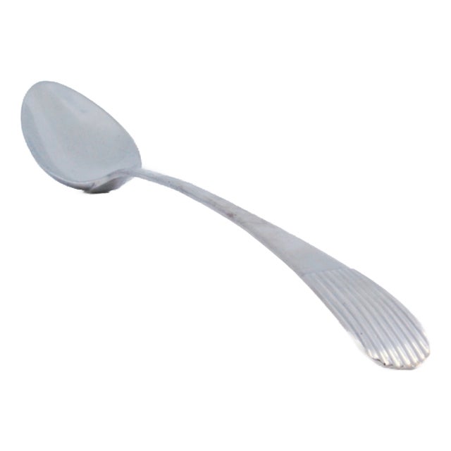 Rice and Serving Spoon in Plain Silver with Grooves on the Handle For Sale