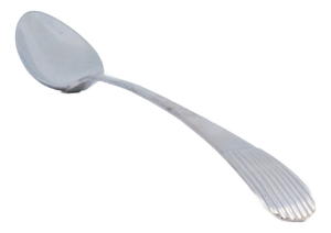 Rice and Serving Spoon in Plain Silver with Grooves on the Handle