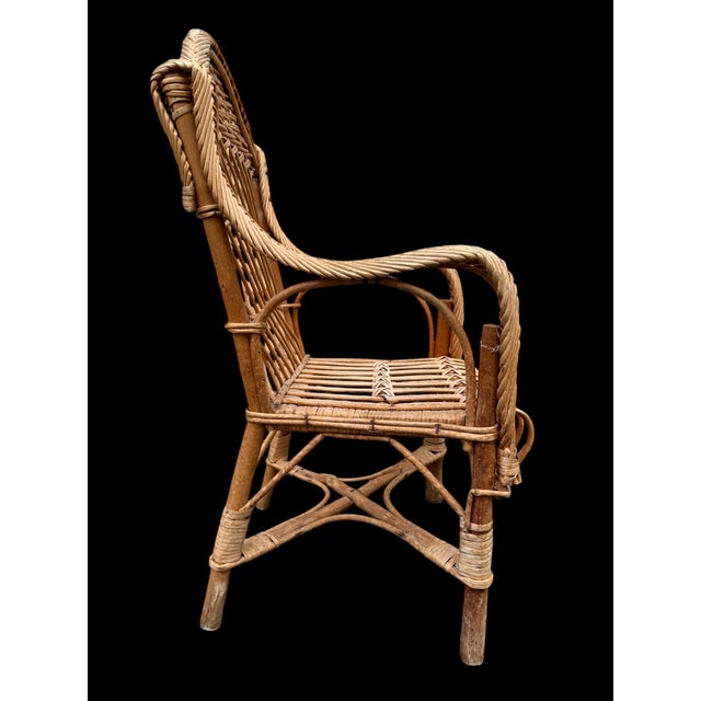 Wood Children's Rattan Armchair, 1950s For Sale - Image 7 of 13