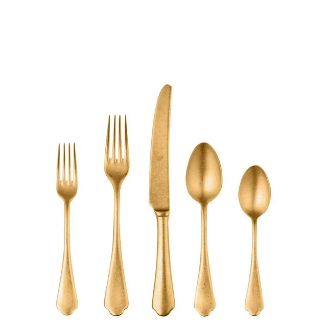 Contemporary Mepra Dolce Vita 5-Piece Flatware Set, Pewter Oro For Sale - Image 3 of 3
