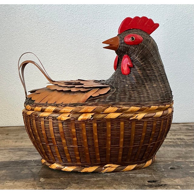 Wood Vintage Shanghai Weave Chicken Basket For Sale - Image 7 of 12