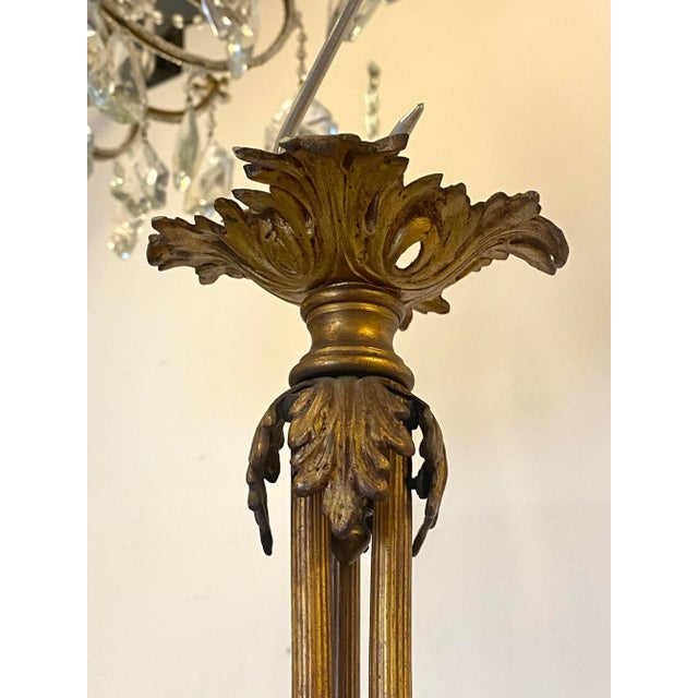 60s ceiling light, bronze and golden brass structure, molated glass and crystals, an internal light European Plug (up to...