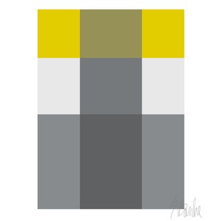 Plaid Mustard and Gray Fine Art Print 30" X 40" by Liz Roache For Sale