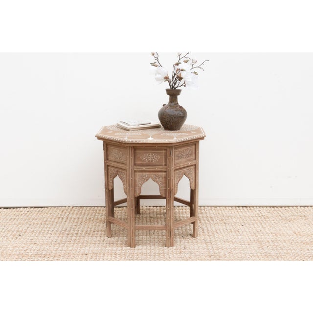 Tree of Life Inlay Folding Side Table For Sale - Image 9 of 9