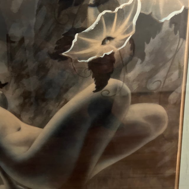 Figurative Lithograph by William A.Reynolds Jr. Quaintance Made in 1938 Titled Moon Flower Framed For Sale - Image 3 of 9