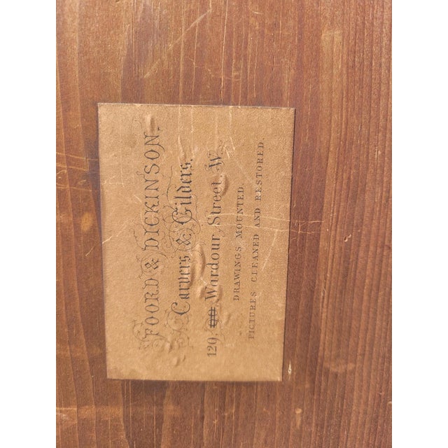 Brightly colored Orientalist watercolor, depicting a busy alleyway with people walking under a vine. Framed watercolor:...