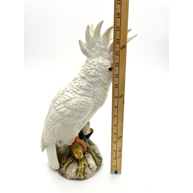 White Vintage Ethan Allen Italian Porcelain White Cockatoo Bird Sculpture, 16" For Sale - Image 8 of 8
