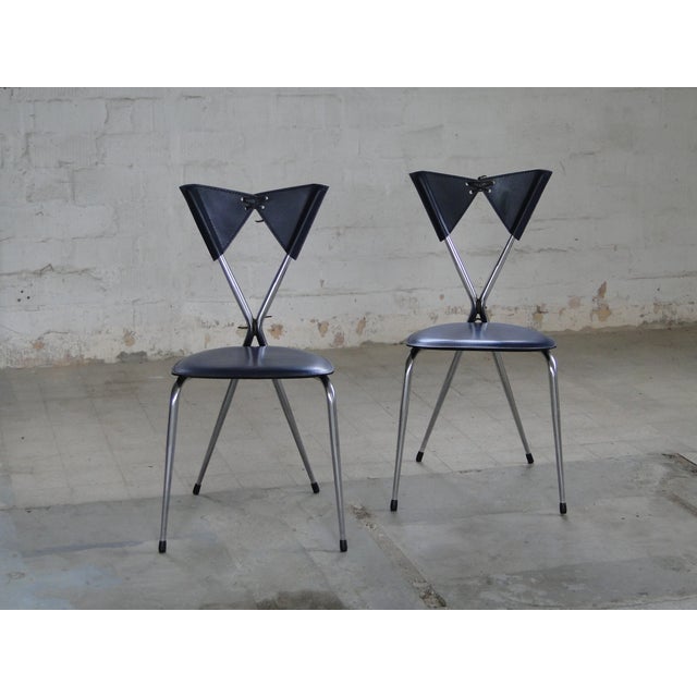 Arrben Italian Butterfly Chair with Chromed Steel Tubing and Leather by Arrben, 1980s, Set of 2 For Sale - Image 4 of 18