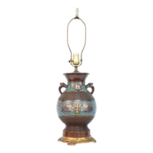 Japanese Cloisonne Table Lamp Mounted on Brass