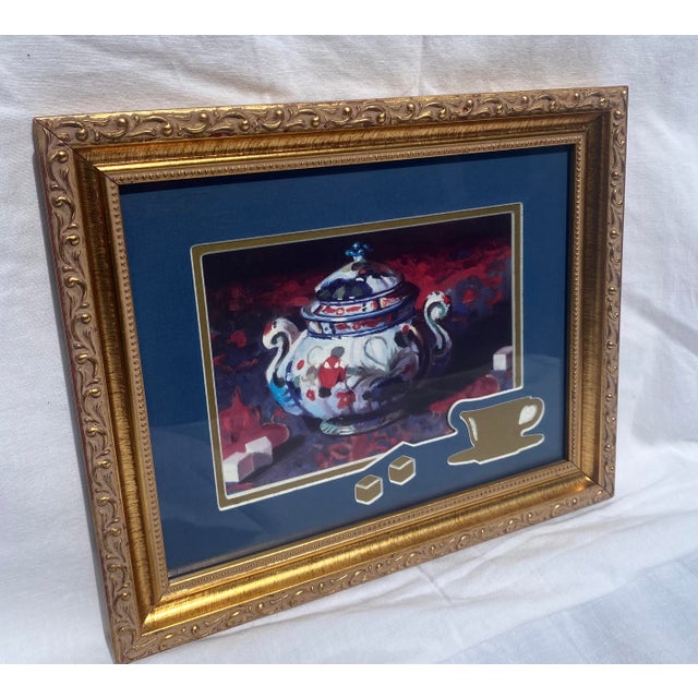 Late 20th Century Vintage Chinoiserie & Imari Style Exquisite Sugar Bowl Print Ornately Framed & Exquisitely Double Matted. For Sale - Image 5 of 10