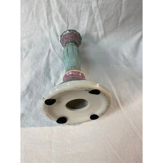 Pastel Hand Painted Candle Stick Holder For Sale In New York - Image 6 of 8