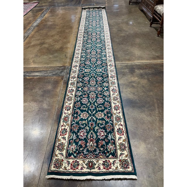 1990s Handwoven Persian Design Indian Rug - 2'6" X 16'8" For Sale In Dallas - Image 6 of 6
