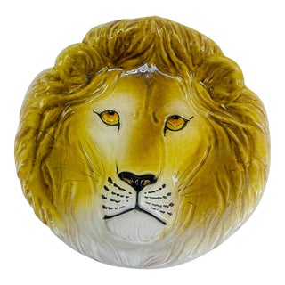 Italian Vintage Ceramic Lion Plate For Sale