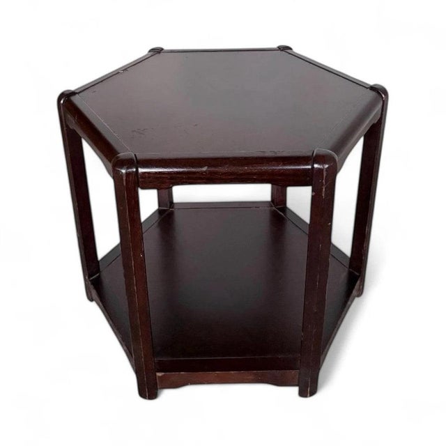 Mid-Century Danish Hexagonal Coffee Table in Dark Wood with Lower Shelf For Sale - Image 4 of 10
