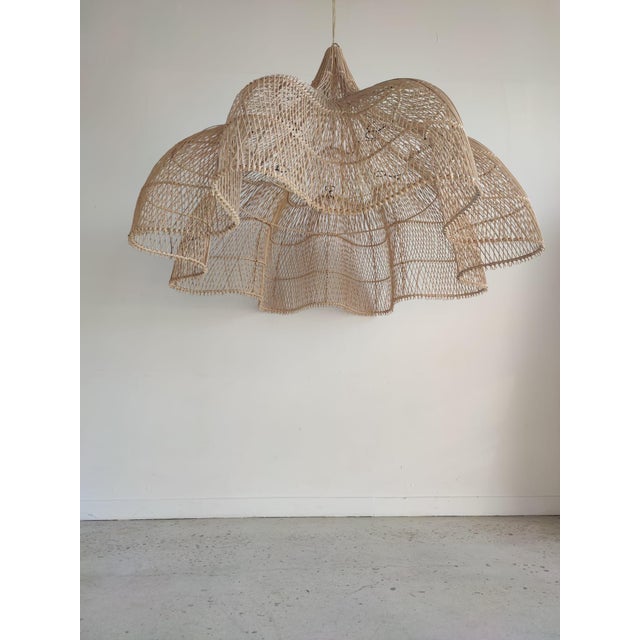 Large Rattan Flower Pendant, 1980s For Sale - Image 4 of 4