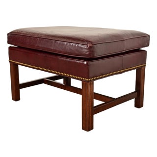Hancock & Moore Chippendale Leather Ottoman For Sale